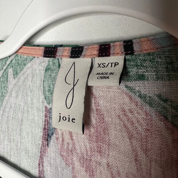 Joie Tropical Leaf Print Linen Crop Top Size XS - Picture 6 of 7